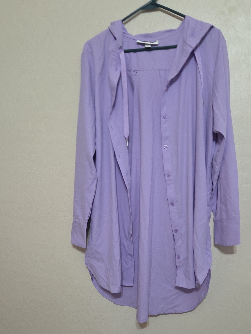 Coolibar Lavender Hooded Button-Down Long Tunic Shirt